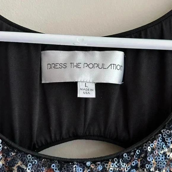 Dress The Population Gabriella Mini Dress, Sequined Open Back Dress, Large - Picture 7 of 16